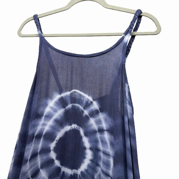 Gypsy Rose Maxi Dress Tie Dye Boho Free Size Blue Soft Rayon Handmade in Nepal - Picture 7 of 10